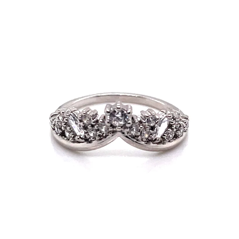 diamond rings for women -Sterling Silver Sparkling Crown Ring