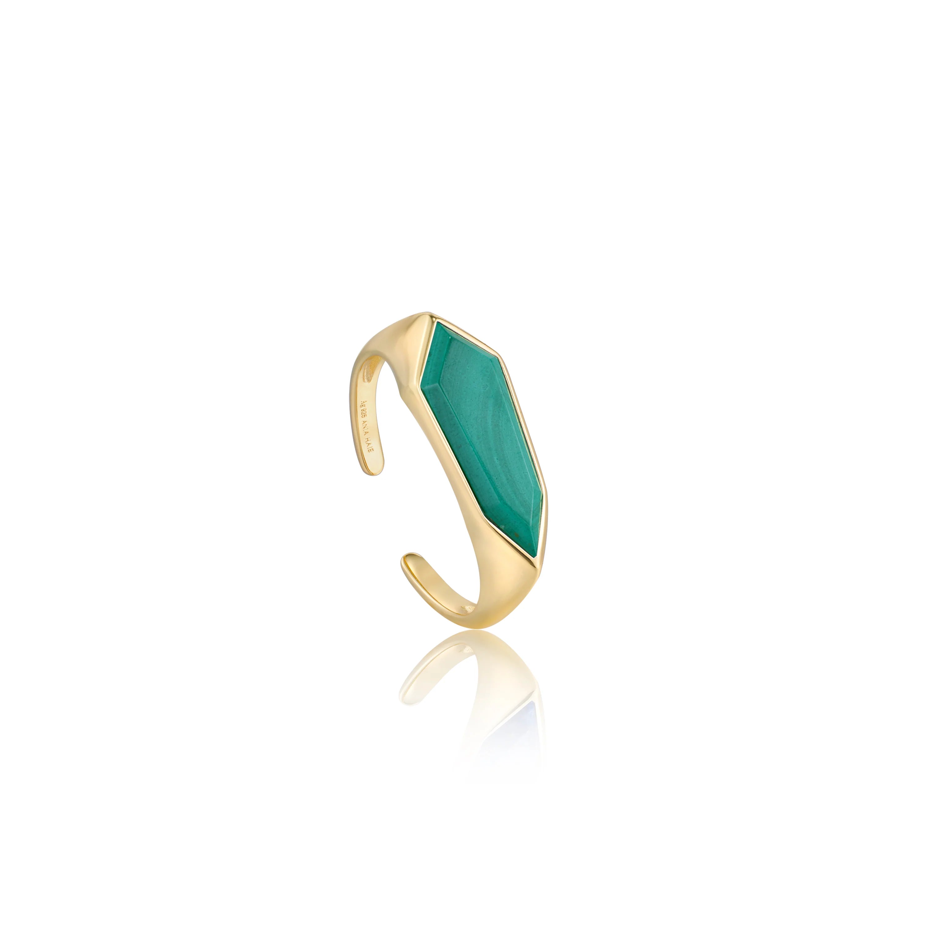 opal rings for women -Ania Haie Gold Malachite Emblem Adjustable Ring