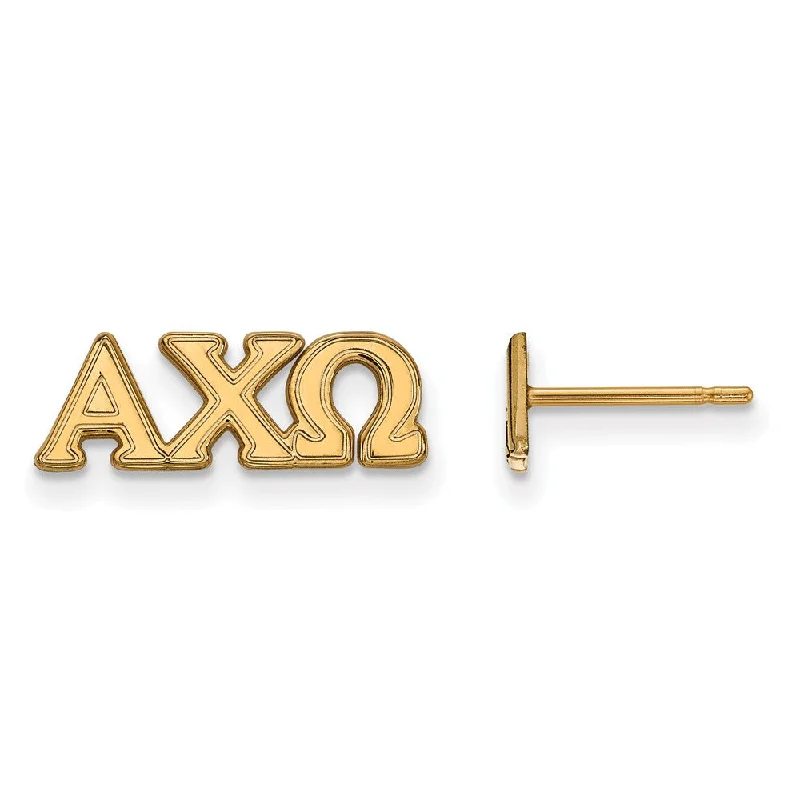 custom name earrings for women -14K Plated Silver Alpha Chi Omega XS Post Earrings