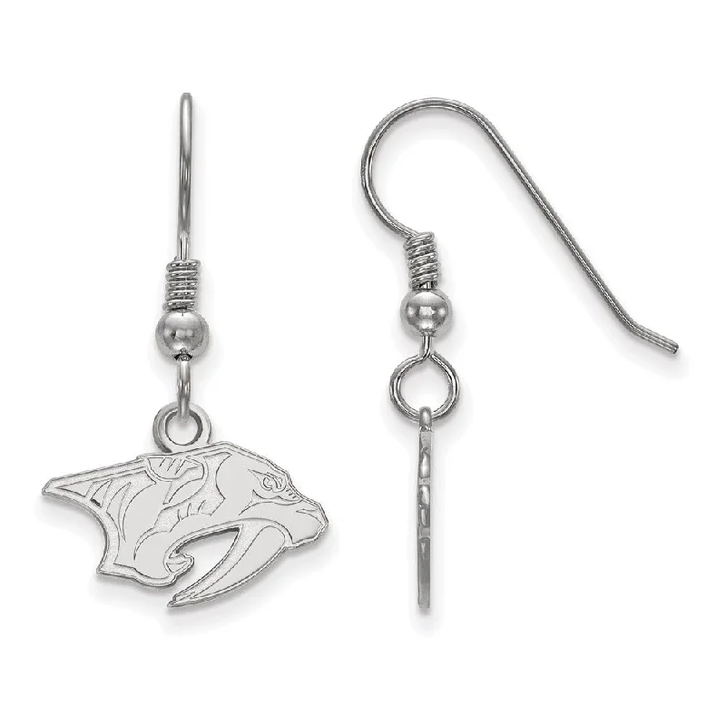 simple stud earrings for women -Sterling Silver NHL Nashville Predators XS Dangle Earrings