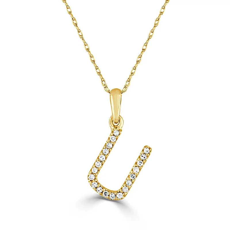 trendy necklaces for women -14k Gold & Diamond Initial Necklace- U