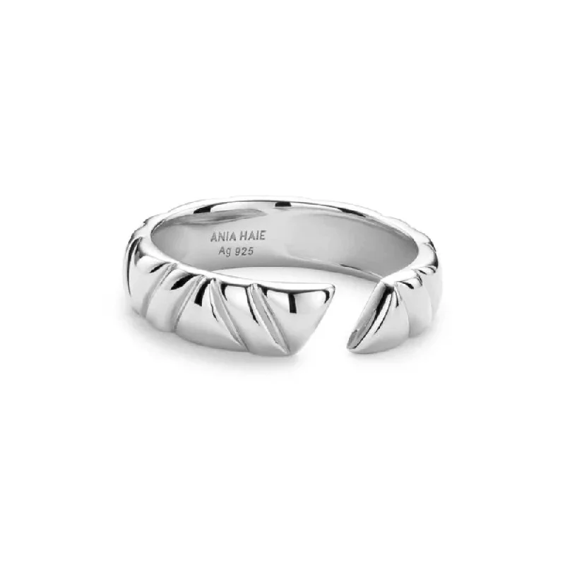 unique wedding rings for women -Ania Haie Silver Irregular Twill Adjustable Ring