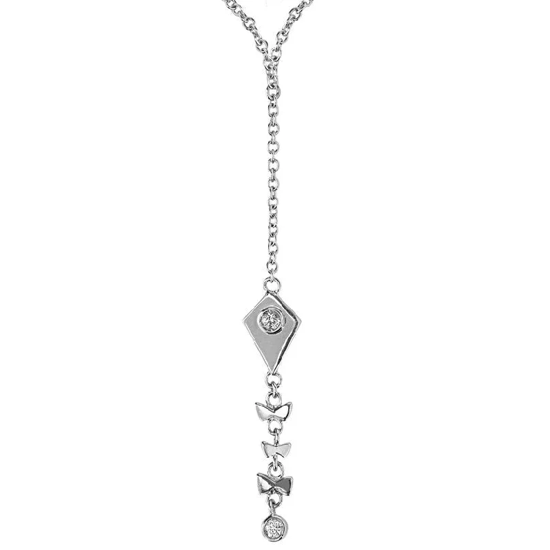 bridal necklaces for women -Kite 18K Whitegold Necklace w. Diamonds