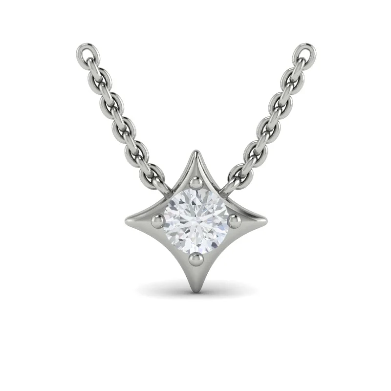 custom name necklaces for women -Single Diamond Vlora Star Pendant Necklace