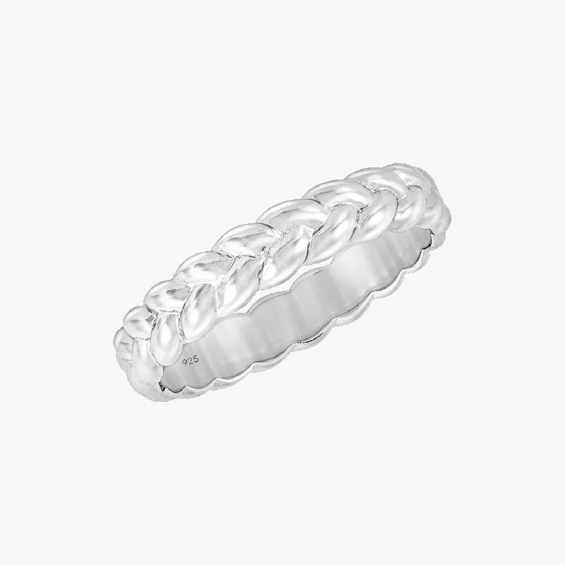 fashion rings for women -Braided Silver Ring