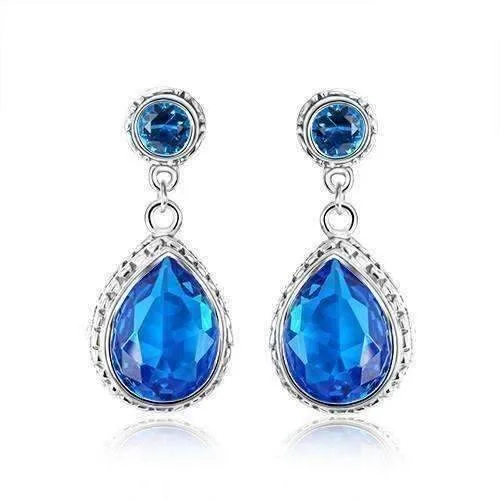 large statement earrings for women -Water Drop Swiss Blue Topaz On Sterling Silver Stud Earrings