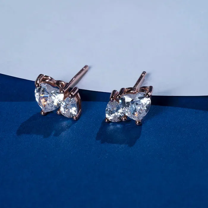 crystal earrings for women -Heartfelt Rosegold Elegance Stud