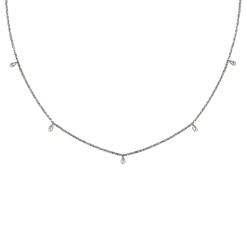 minimalist gold necklaces for women -Mini Choker Drops 18K Whitegold Necklace