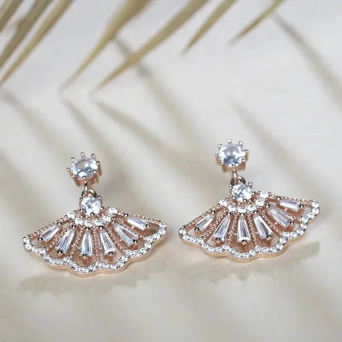 stud pearl earrings for women -Seaside Sparkle Rosegold Earrings