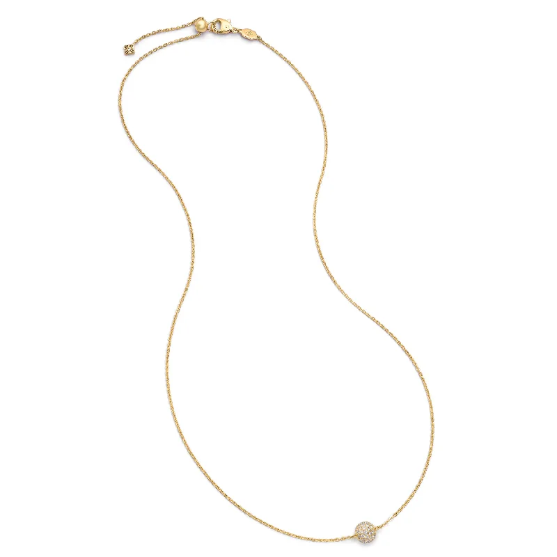 chic necklaces for women -Diamond Pavé 18K Gold Necklace w. Diamond