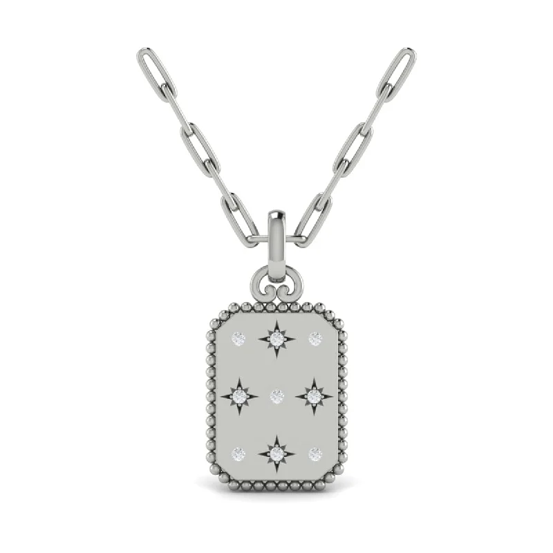 layered necklaces for women -Diamond Starburst Medallion Pendant Link Necklace