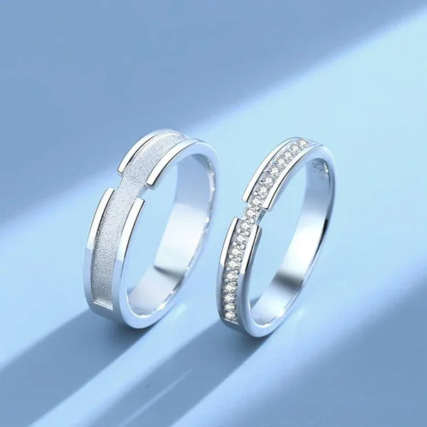 infinity wedding bands for women -Quality Round Cut Couple Rings in Sterling Silver