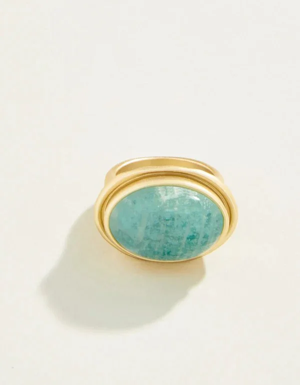 bohemian engagement rings -Oval Stone Ring Amazonite