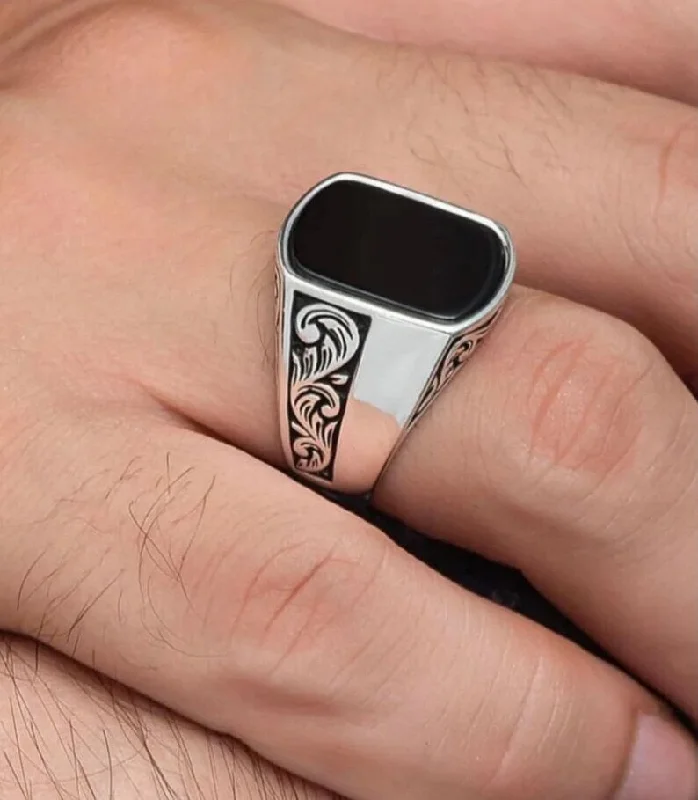 personalized rings for women -Victorian Aqeeq Turkish Ring-925