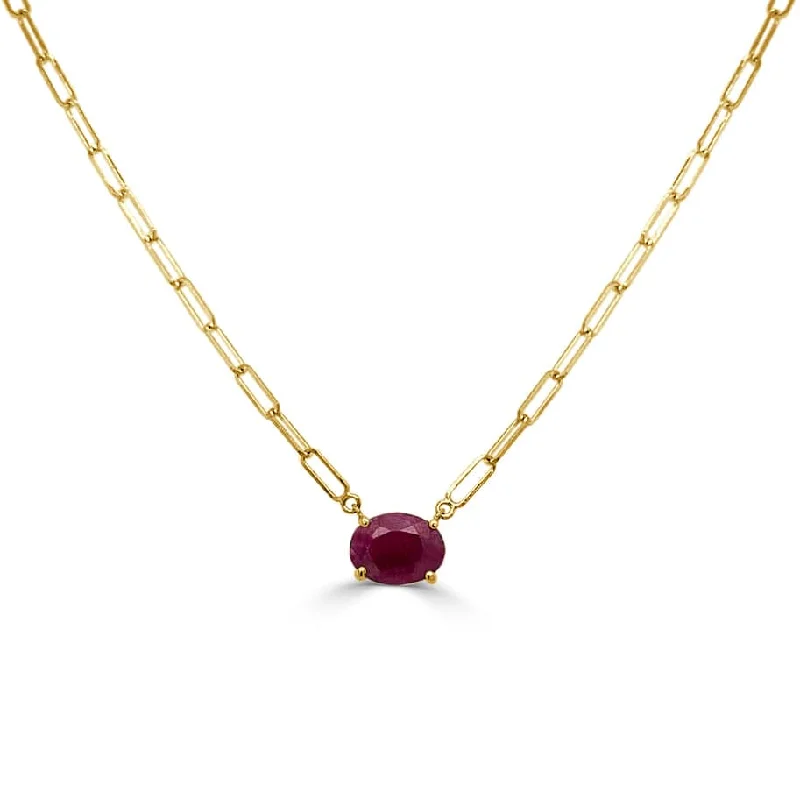 luxurious necklaces for women -14k Gold & Ruby Link Necklace