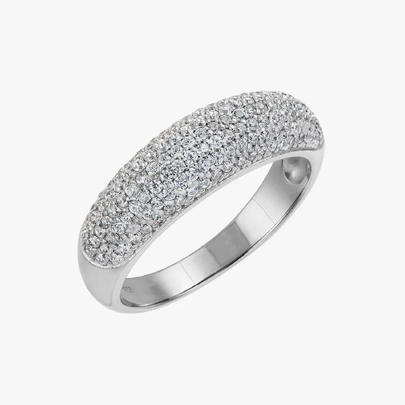 diamond rings for women -Encrusted Pave Dome Ring Silver