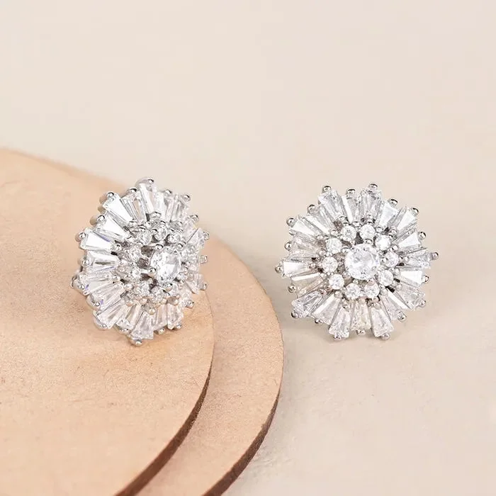 stud pearl earrings for women -Sunburst Elegance Earring