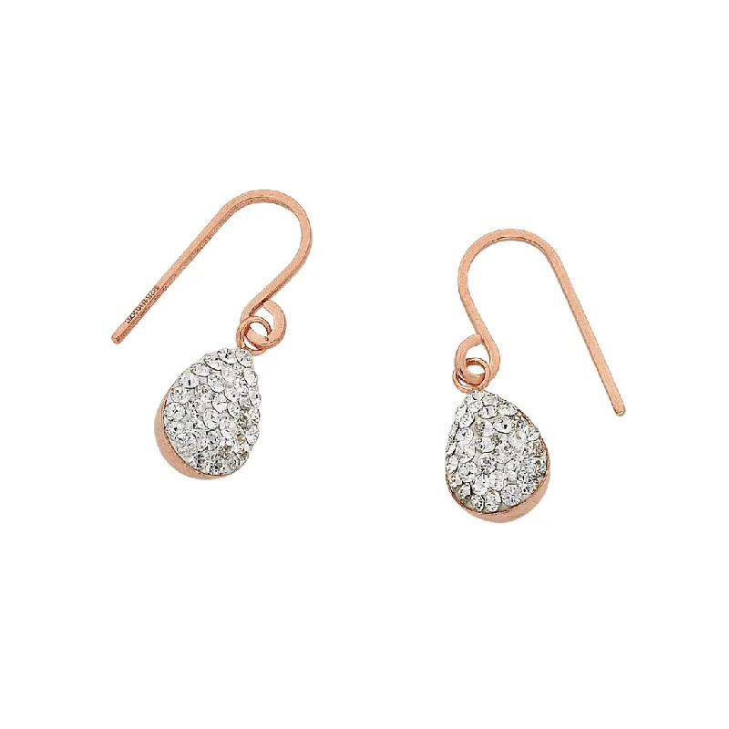 minimalist earrings for women -9ct Rose Gold Silver Infused Crystal Tear Drop Earrings