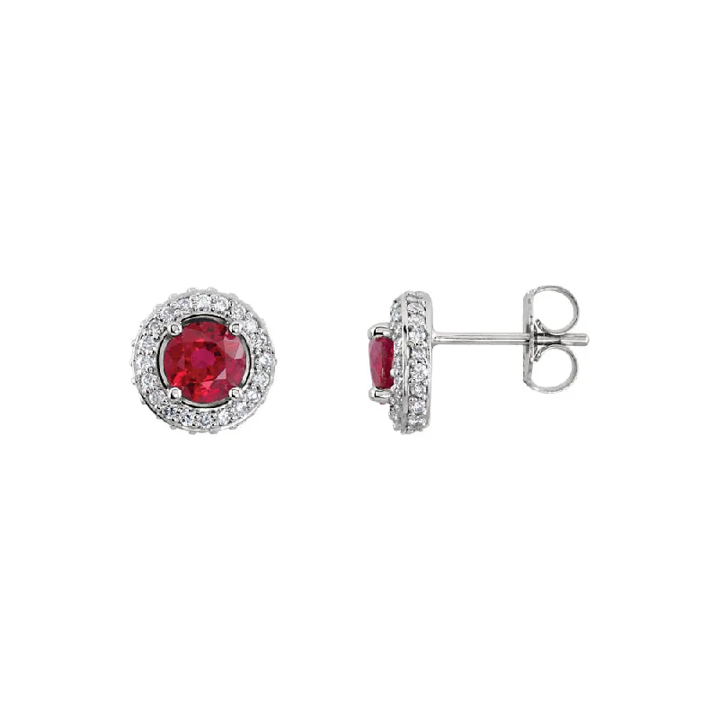 silver dangle earrings for women -Ruby & Diamond Entourage 8mm Post Earrings in 14k White Gold