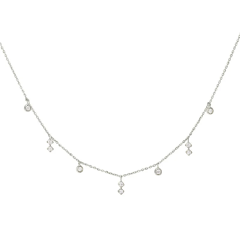 crystal necklaces for women -Enchanting 18K White Gold Necklace w. Diamonds