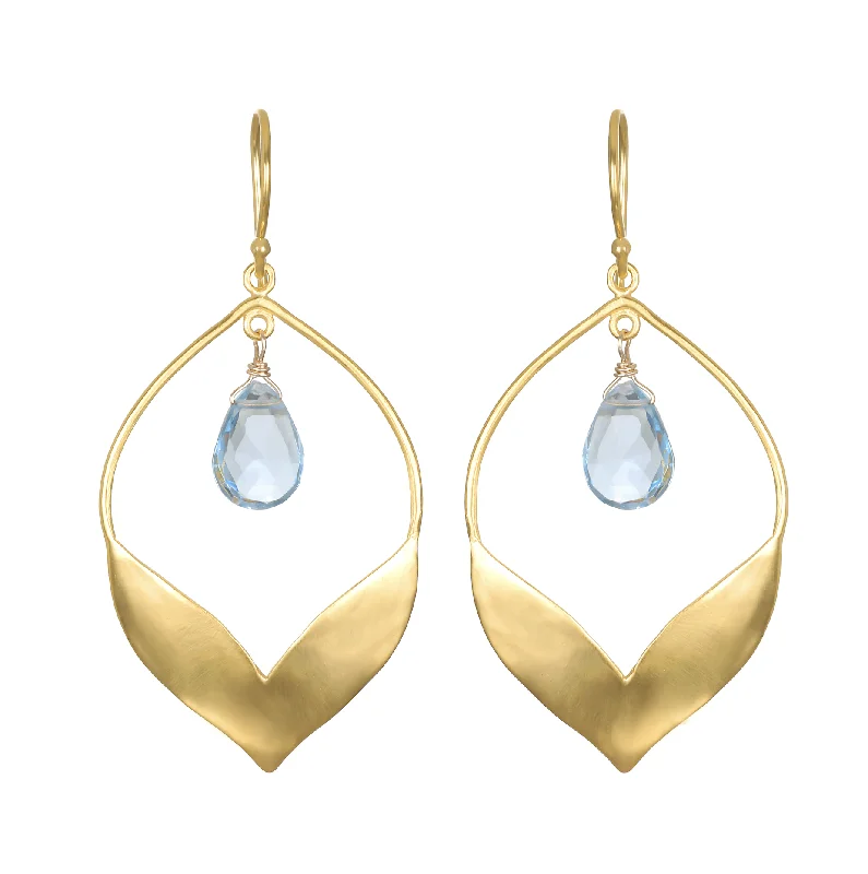 statement earrings for women -Transformed by Compassion Lotus Blue Topaz Earrings