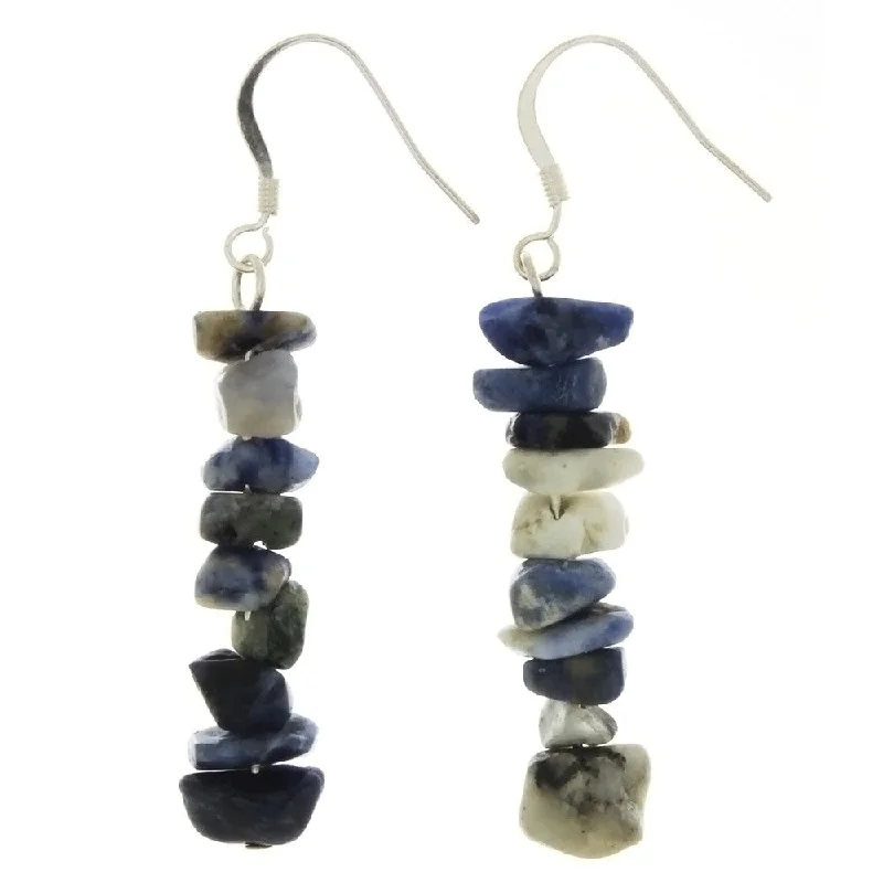 personalized hoop earrings for women -DANGLE CHIP SODALITE EARRINGS