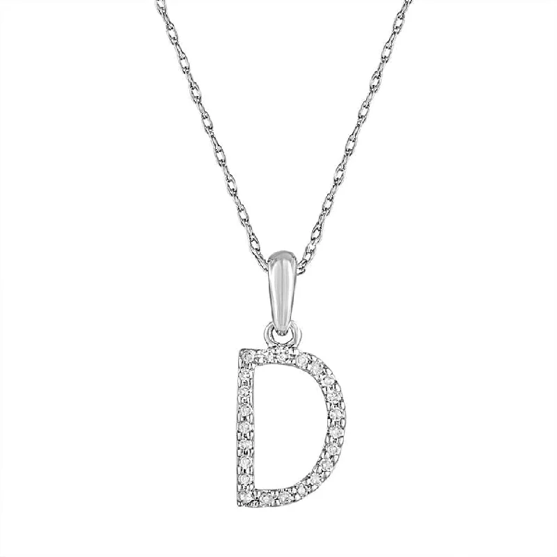 vintage gold necklaces for women -14k Gold & Diamond Initial Necklace - D