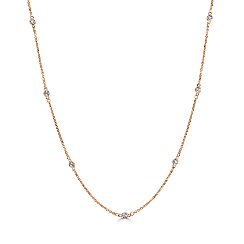 personalized necklaces for women -14k Gold & Diamond Station Necklace