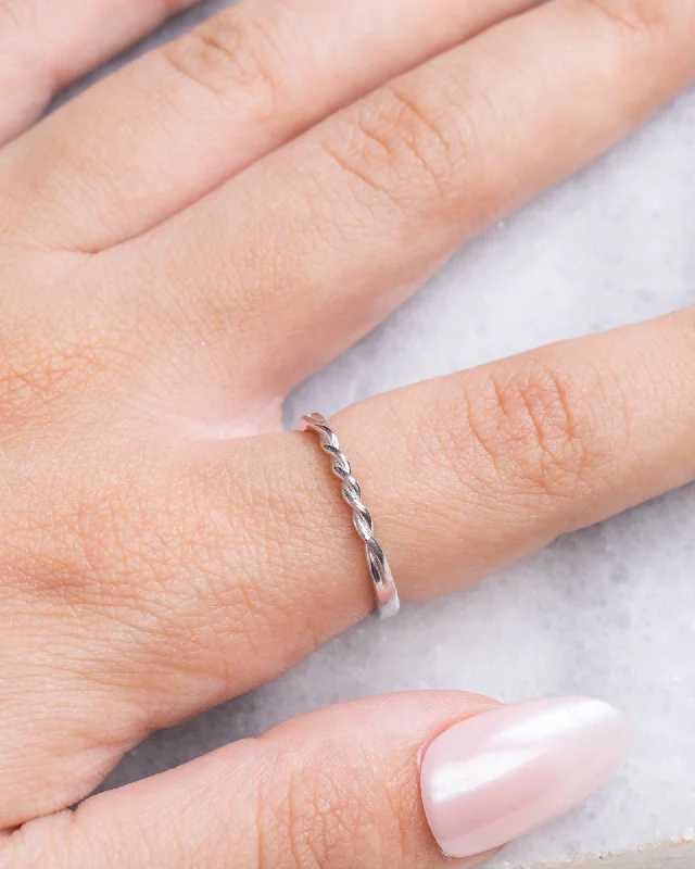 bohemian engagement rings -Tiny Plain Braided Ring