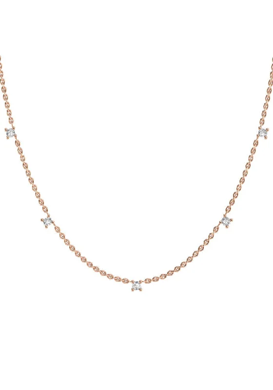 personalized necklaces for women -Fived 18K Rose Gold Necklace w. Lab-Grown Diamonds