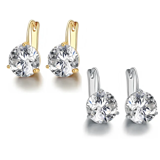 minimal earrings for women -Martini Set 6.8 Carat Zirconia Solitaire 18K Gold Plated Earrings for Women lightweight, suitable for everyday wear