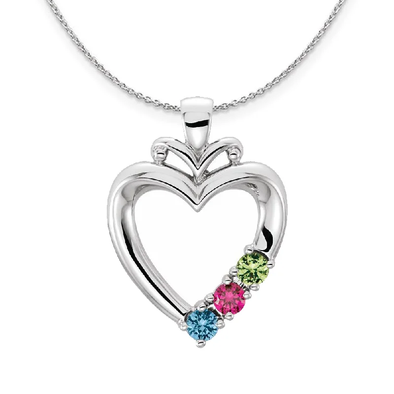 charm necklaces for women -Family Heart Birthstone Pendant or Necklace