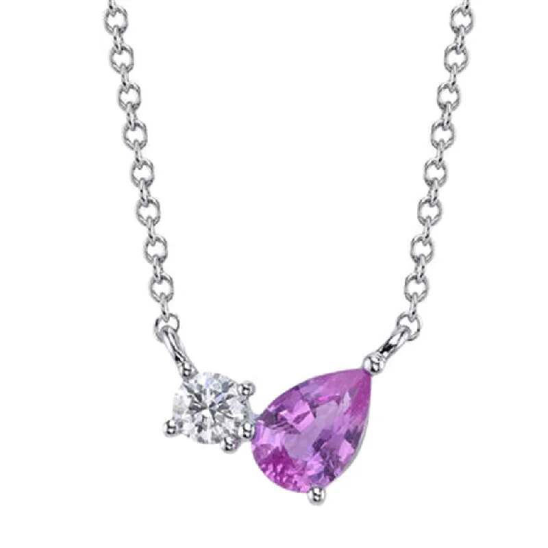 personalized pendant necklaces for women -Shy 14Kw Pink Sapphire & Diamond Necklace