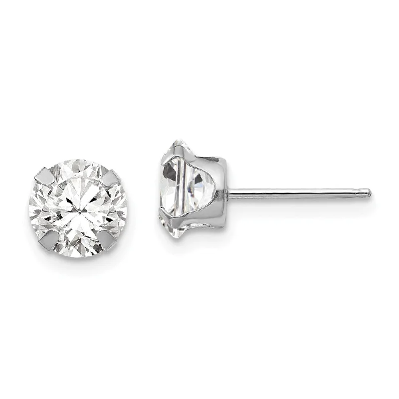 statement hoop earrings for women -6.5mm Round Cubic Zirconia Stud Earrings in 14k White Gold