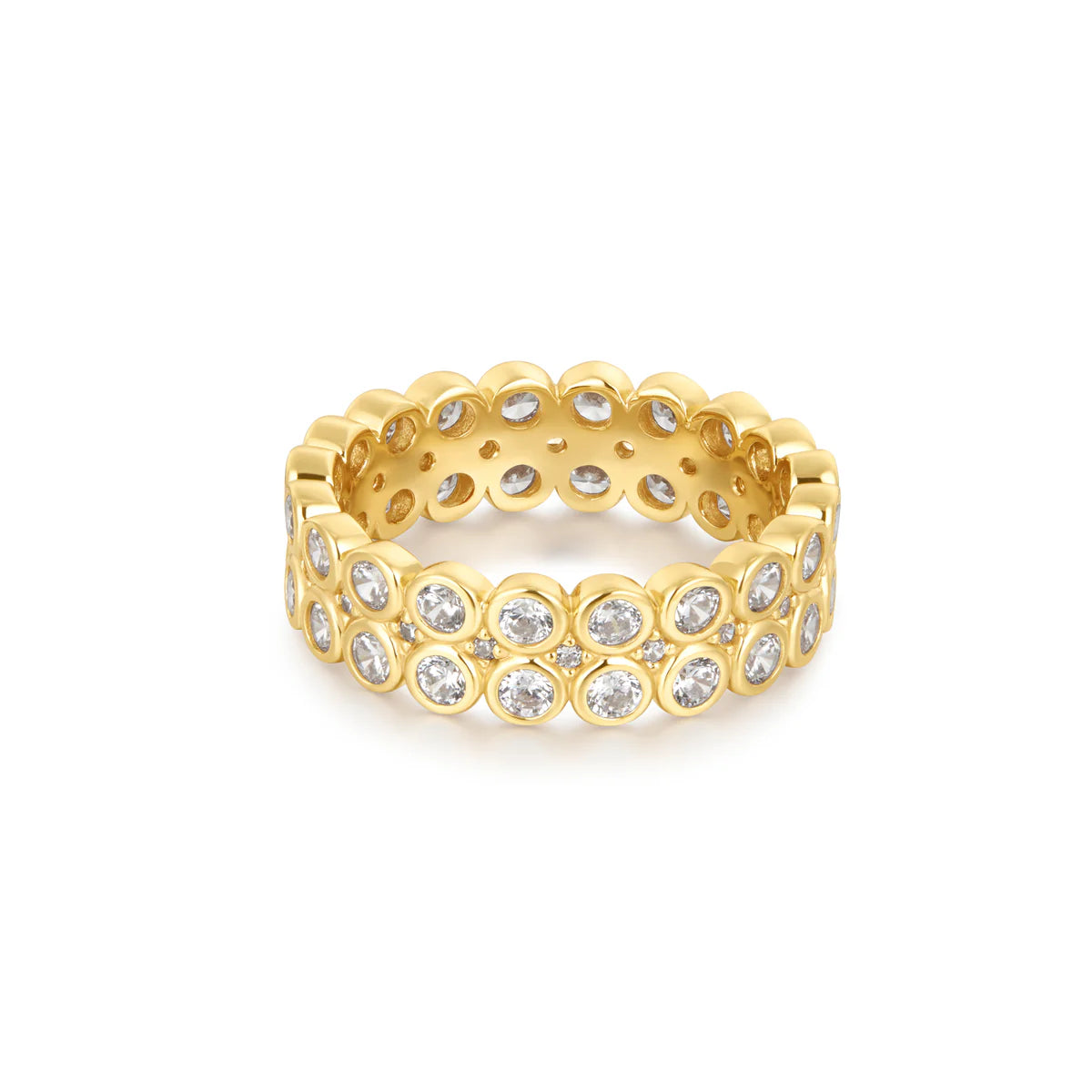 boho rings for women -Ania Haie Gold Double Row Bezel Ring