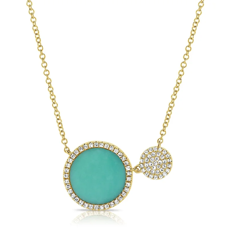 personalized pendant necklaces for women -14k Gold & Turquoise Circle Necklace