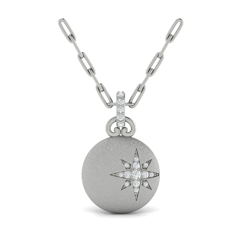 vintage-inspired necklaces for women -Diamond Star Pendant Link Necklace