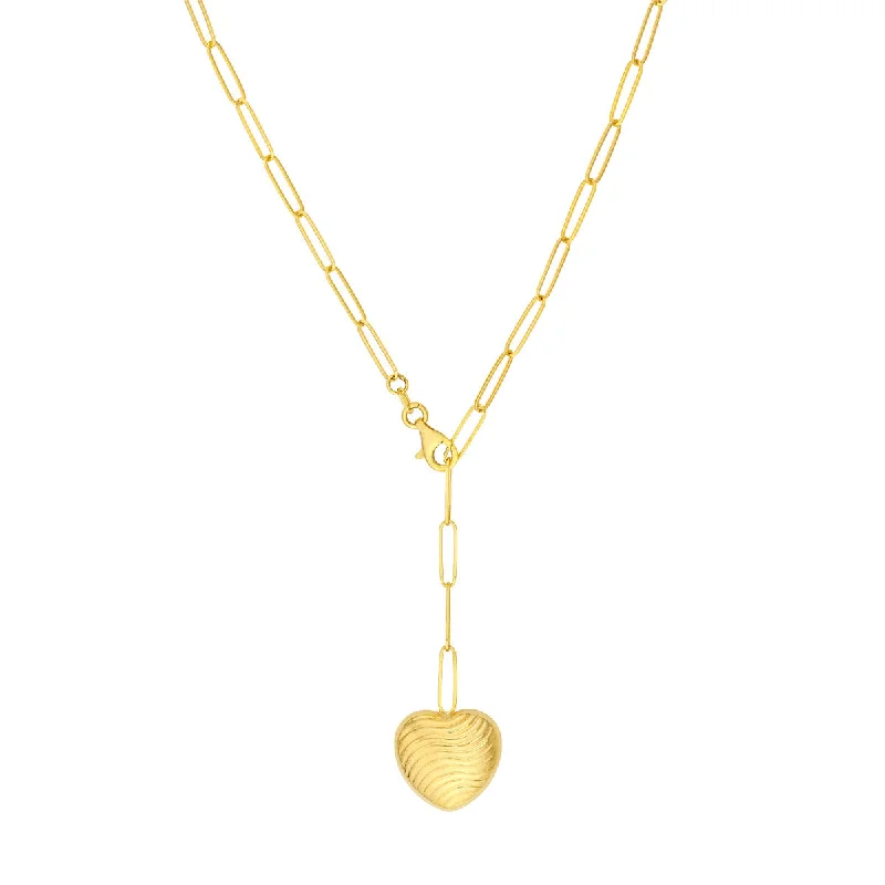 dazzling necklaces for women -Textured Puff Heart Lock Necklace