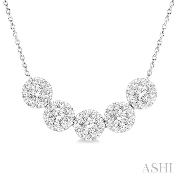 unique necklaces for women -ROUND SHAPE 5 STONE LOVEBRIGHT ESSENTIAL DIAMOND SMILE NECKLACE