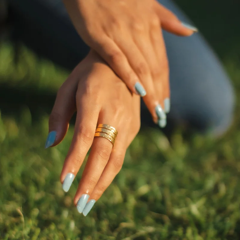 platinum rings for women -hammered triple ring