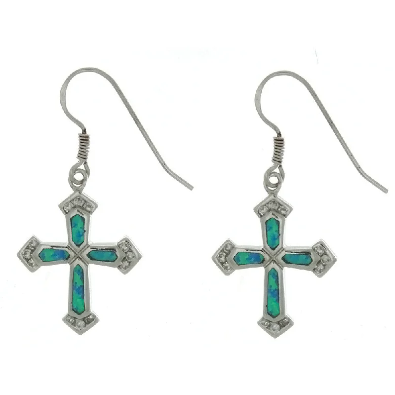 layered drop earrings for women -DROP LAB OPAL CROSS SS EARRINGS