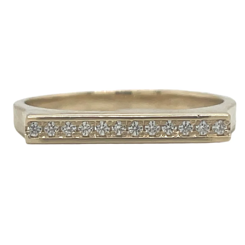 gemstone wedding rings -9ct Yellow Gold Cz Flat Bar Ring