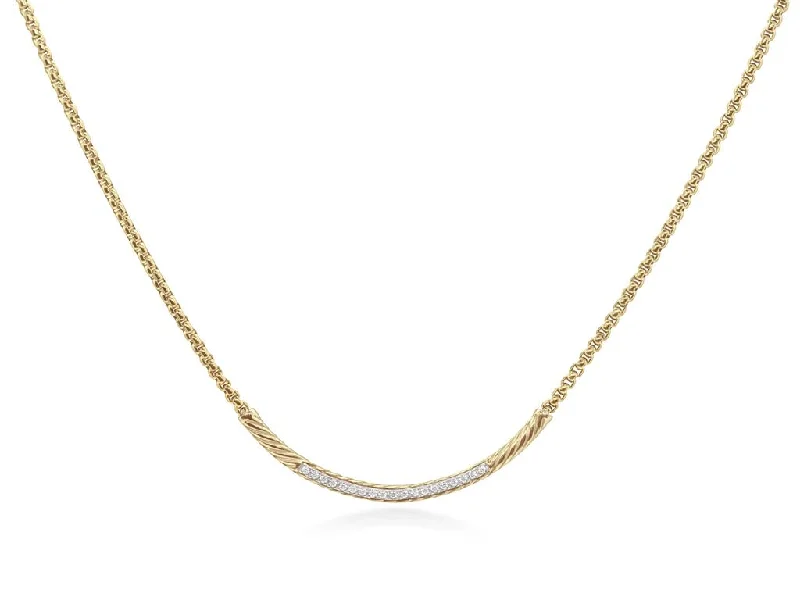 crystal pendant necklaces for women -Alor Diamond Curved Bar Necklace