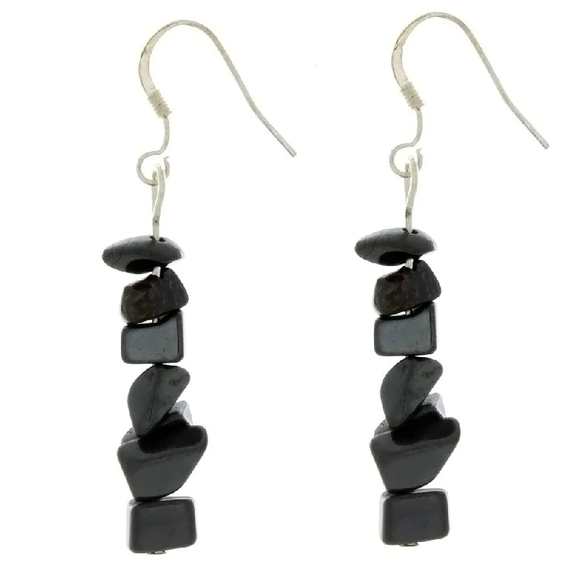 fashion hoop earrings for women -DANGLE CHIP HEMATITE EARRINGS