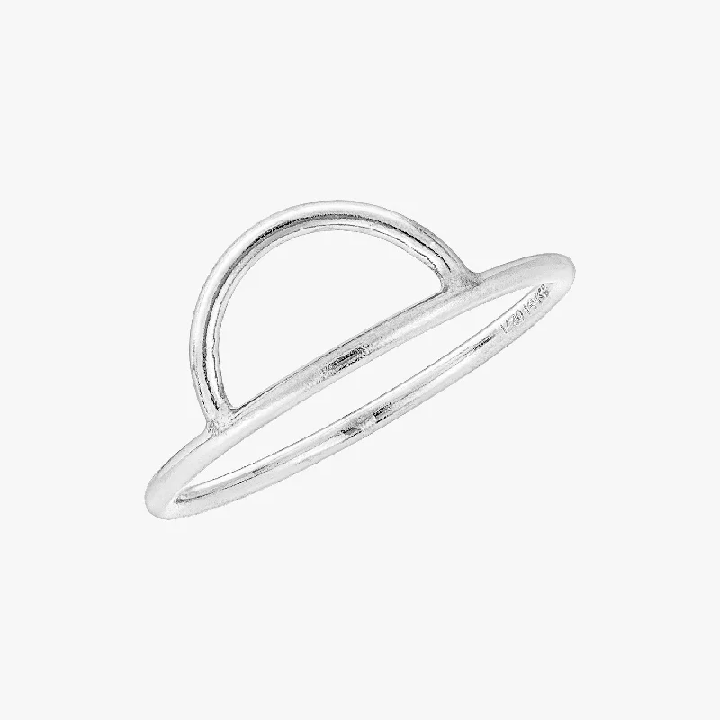 gemstone rings for women -Minimal Arc Ring Silver