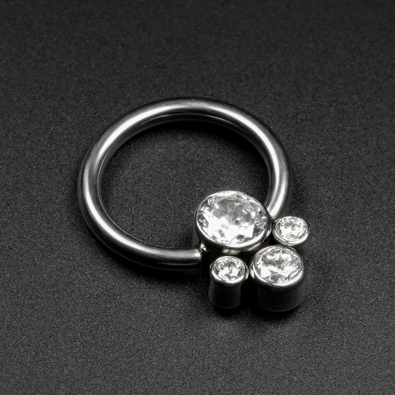 gold rings for women -Quad Jewelled Titanium BCR Ball Closure Ring