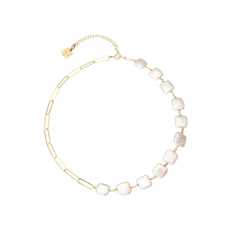 minimalist necklaces for women -Collar Fiona 18K Gold Plated Necklace w. Pearls