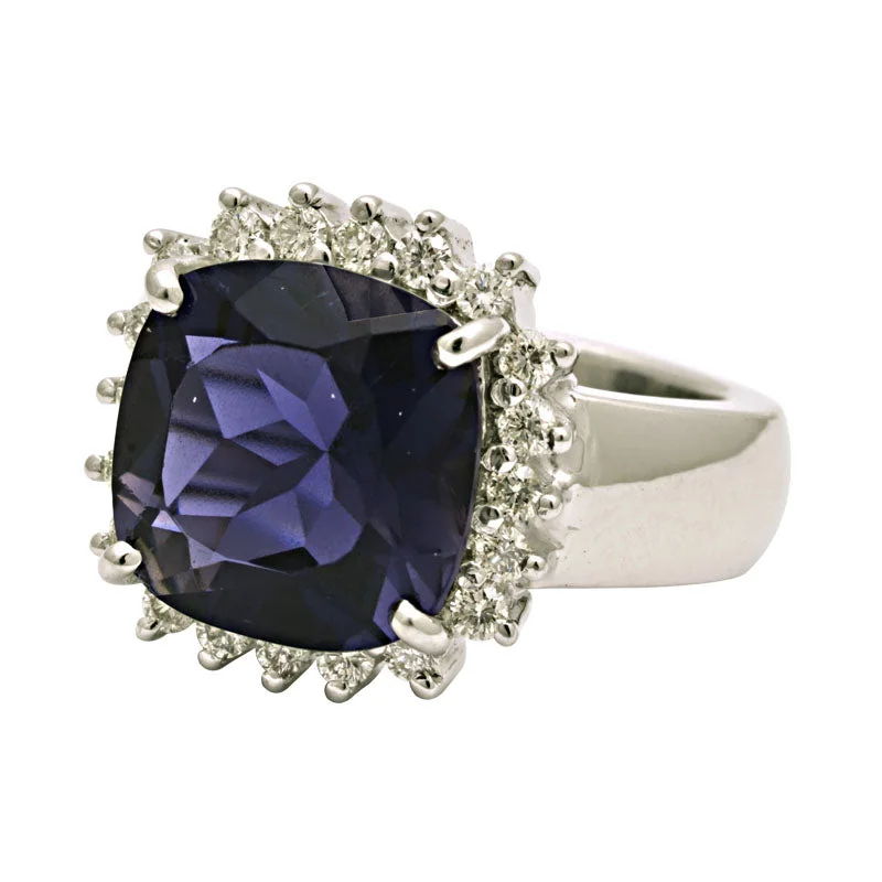 wedding bands for women -Ring-Iolite and Diamond