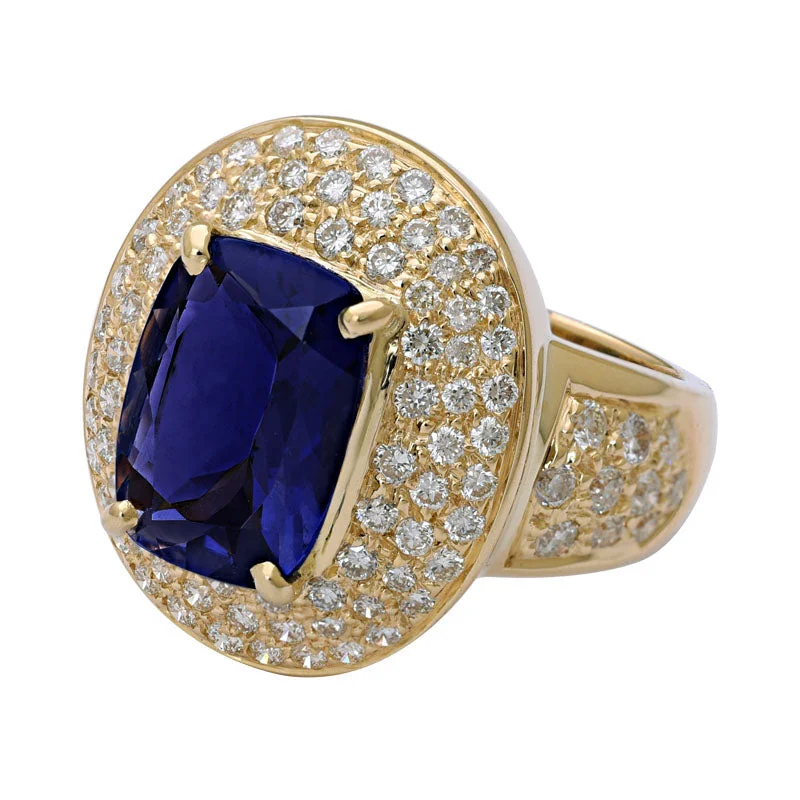 romantic rings for women -Ring-Iolite and Diamond