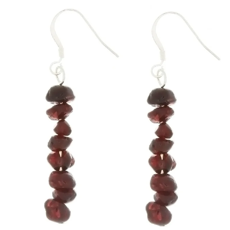 heart-shaped earrings for women -DANGLE CHIP GARNET EARRINGS